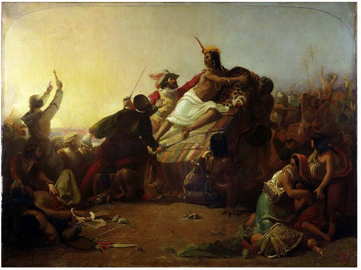 Sir John Everett Millais Pizarro seizing the Inca of Peru (1845) by John Everett Millais